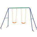 Altalena per Bambini 3-8 Anni con 2 Seggiolini e 4 Picchetti 269x160x180 cm in Metallo e PP Blu