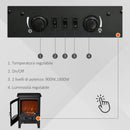 Camino Elettrico da Pavimento 39x26x54,8 cm Effetto Fiamma 1800W Nero