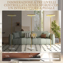 Lampada da Terra Moderna 40x40x157,5 cm Dimmerabile con Interruttore a Pedale in Metallo Oro  