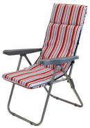 Sedia Sdraio da Giardino 68x58x106 cm Reclinabile 5 Posizioni con Cuscino Rigato Rosso