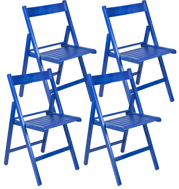 sconto Set 4 Sedie Pieghevole 47,5x42,5x45/79 cm in Legno di Faggio FSC Blu