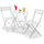 Set 3 Pezzi Giardino Tavolo con 2 Sedie Bistrot Bianco Pieghevole Modello Parigi