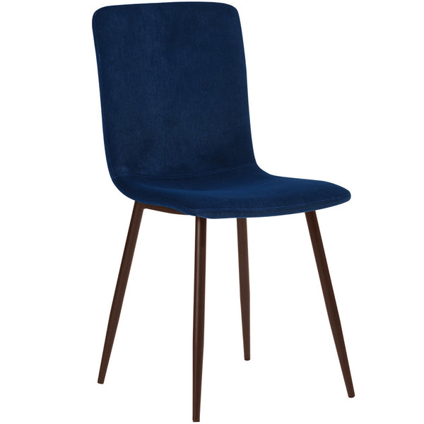 online Set 4 Sedie per Sala da Pranzo in Velluto Blu con Gambe Nere Seduta Ergonomica