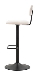 Sgabello Bar Light Bianco 41x47,5x85 cm in Ferro e Compensato e Spugna e Poliestere Nero e Bianco      