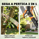Set 3 Pezzi con Seghetto Manuale 2-in-1 con Asta Telescopica da 2-3 m Sega da Potatura e Forbice Arancione      