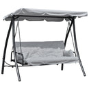 Dondolo Letto 3 Posti da Giardino 209x114x170 cm in Metallo e Poliestere Grigio