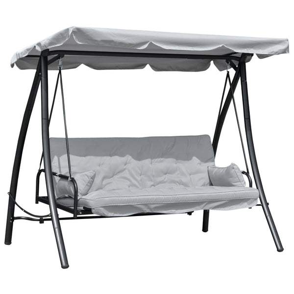 Dondolo Letto 3 Posti da Giardino 209x114x170 cm in Metallo e Poliestere Grigio sconto