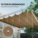 Telo per Pergola 250x255 cm con 10 Fori di Drenaggio in Poliestere Marrone Chiaro      