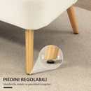 Divano 2 Posti 117x56,5x77 cm Senza Braccioli con Gambe in Legno e Tessuto Effetto Lino Bianco Crema      