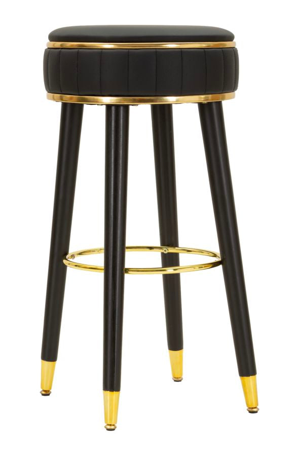 acquista Sgabello Bar London Nero Ø38x74 cm in Pino e MDF e Spugna e Metallo e PU