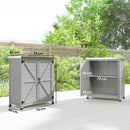 Armadio da Esterno 79x43x92 cm con Ripiano e Banco da Lavoro in Legno e Acciaio Grigio      
