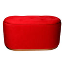 Pouf Contenitore 82x42xh41 cm in Tessuto Velluto Rosso