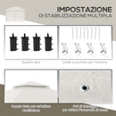 Gazebo Pieghevole 4x4 m ad Altezza Regolabile con Zanzariera e Borsa in Metallo e Tessuto Oxford Crema      