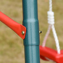 Altalena Doppia Altalena da Giardino 239x156x180 cm per Bambini 3+ Anni in Metallo e PE Verde Rosso      