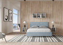 Letto Matrimoniale Giroletto con Alzata Comoda Imbottito in Microfibra Adele Azzurro Varie Misure