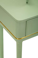 Toeletta Camille con Specchio e Sgabello Verde 120x37x79 cm in Legno di Pino Specchio e Poliestere      