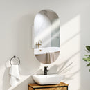 Specchio da Bagno Ovale 45x13,5x 90 cm con Armadietto in MDF Bianco 