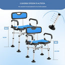 Sedia Sgabello da Bagno Doccia Altezza Regolabile Maniglie Sicurezza in Alluminio e HDPE Blu      