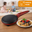 Crepiera Elettrica 700W con Manico Piastra in Alluminio Rivestimento Antiaderente Rosso      