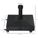Base per Ombrellone da Giardino 45x45x39 cm Palo 38-48 mm con Ruote in HDPE Nero