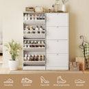 Scarpiera Salvaspazio 60x23,5x151 cm a 4 Cassetti con Ripiani Regolabili su 2 Livelliin MDF Bianco      