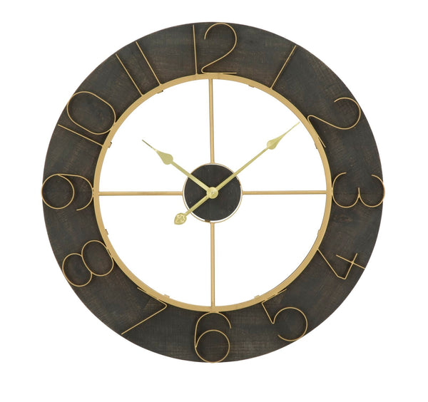 Orologio da Muro Dark Glam Ø70x5 cm in Ferro e MDF Nero e Oro online