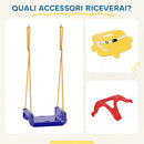 Altalena per Bambini da Giardino 3 in 1 con Corde Regolabili 42x33x120-180 cm in PP e PE Blu      