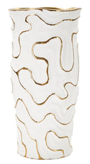 Vaso Adore Ø16x32,5 cm in Ceramica Bianco e Oro      
