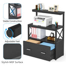 Mobile Multiuso per Stampante 3 Ripiani e 1 Cassetto 80x40x110 cm in MDF Nero