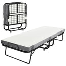 Letto Pieghevole Singolo 90x200 cm con Materasso Spesso 10 cm Rete in Metallo Nero   