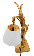 Lampada da Tavolo Rabbit Stand 26x16x47 cm in Resina e Ferro e Tessuto Oro e Bianco      