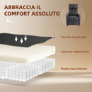 Poltrona Massaggiante  69x93x104 cm Reclinabile a 160° con Poggiapiedi e Telecomando Effetto Lino Grigio Scuro      