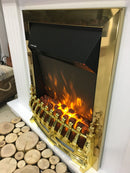 Camino Elettrico da Pavimento 99,7x103,4x27 cm Effetto Fiamma 2000W Marina & Galileo gold Bianco