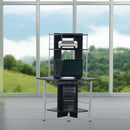 Scrivania da Ufficio ad Angolo Porta PC in MDF e Ferro 113x65x158 cm  Nera