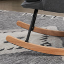 Sedia a Dondolo con Pouf con Cuscino e Braccioli in Tessuto Effetto Lino e Legno Grigio      