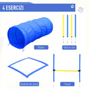 Set Ostacoli Slalom e Tunner per Addestramento Cani con Sacca di Trasporto  Giallo e Blu