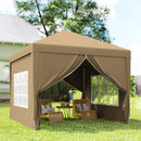 Gazebo da Esterno 3x3 m Pieghevole con 4 Pannelli Laterali in Acciaio e Tessuto Oxford Cachi      