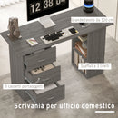 Scrivania Moderna con 3 Cassetti e 3 Ripiani per Camera e Ufficio, in Legno, 120x49x72 cm, Grigio      