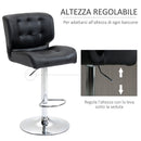 Set 2 Sgabelli Imbottiti 50x55,5x93-114 cm in Similpelle Nero
