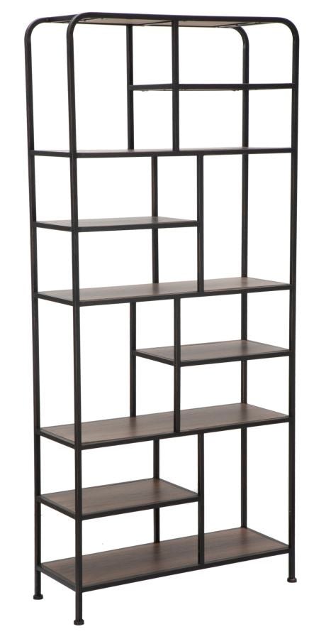 online Libreria Essential 80x30x180 cm in Ferro e MDF Nero e Marrone
