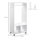 Mobile Appendiabiti con Barra in Alluminio e 2 Ripiani Aperti 60x40x128 cm in Truciolato Bianco