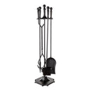Set Camino 4 Pezzi 78x17 cm Scopino Paletta Attizzatoio e Pinza con Supporto Moon Black Nero