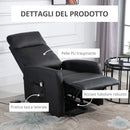 Poltrona Alzapersona Elettrica 1 Motore in Similpelle  Nera