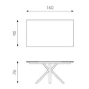 Tavolo Allungabile 160/240x90x76 cm in Metallo con Top Ceramica su Vetro Marmo Grigio