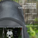 Tendone da Giardino per Moto Bici e Attrezzi 300x300x235 cm con 2 Ingressi a Zip in Acciaio e PE Grigio      