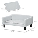 Cuccia Divano per Cani da Interno 82x54x36 cm in Legno di Betulla e Rivestimento Effetto Velluto Grigio Chiaro  