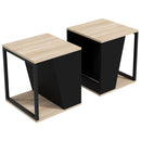 Set da 2 Tavolini da Caffè 40x40x45 cm con Vano Porta Oggetti in Truciolato e Acciaio Nero e Quercia