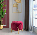Puff Diamond Glam Bordeaux Ø45x40 cm in Ferro e MDF e Spugna e Poliestere Bordeaux e Oro