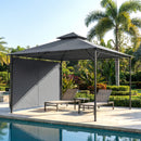 Gazebo da Giardino con Tetto Estensibile 320x320x275 cm con Fori di Drenaggio in Metallo e Poliestere Grigio Scuro      
