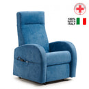Poltrona Alzapersona Elettrica 2 Motori 74x85x160 cm in Tessuto Azzurro